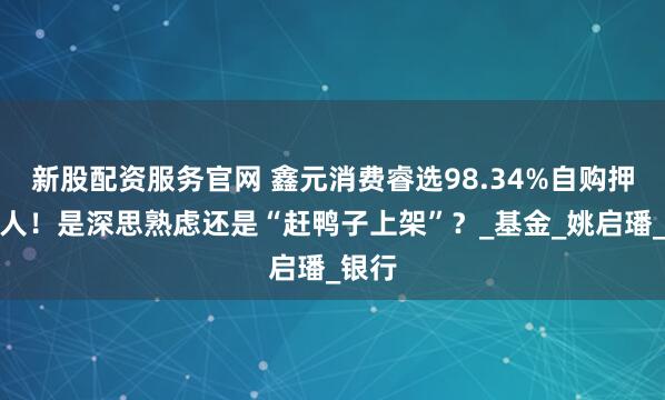 新股配资服务官网 鑫元消费睿选98.34%自购押注新人！是深思熟虑还是“赶鸭子上架”？_基金_姚启璠_银行